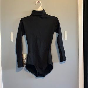 sleek black zip up high neck long sleeve bodysuit